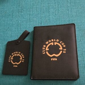 NWOT-FIFA Black Travel Passport Holder, Luggage Tag Set and a Black velour Pouch